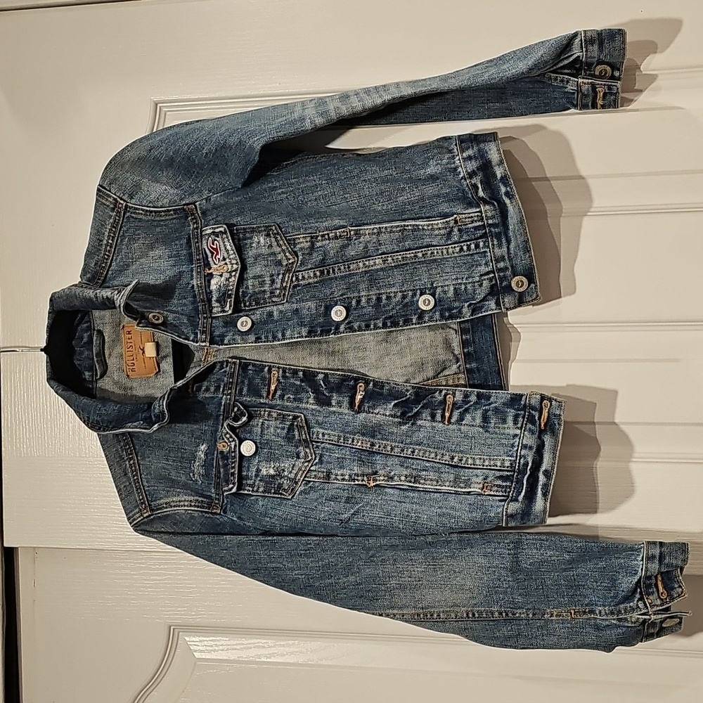Hollister Distressed Blue Denim Jacket - Picture 1 of 9